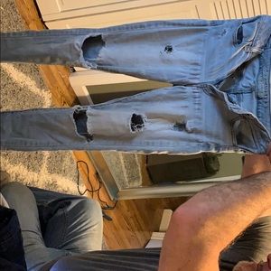 American Eagle High Rise Ripped Jeans